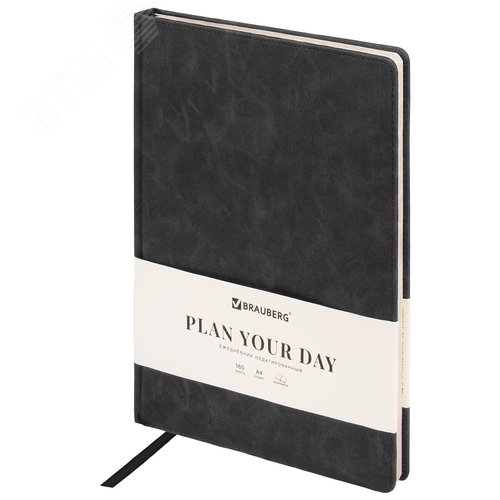 Изображение товара Ежедневник недатированный БОЛЬШОЙ ФОРМАТ 210х297мм А4,BRAUBERG Status, 160л, черный, 113360 (шт)