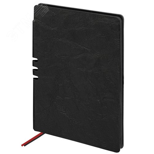 Изображение товара Блокнот А5 140х200мм BRAUBERG NEBRASKA под кожу, 80л, линия, черный, 113411 (шт)