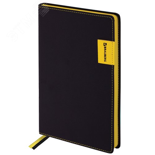 Изображение товара Ежедневник недатированный А5 138х213мм BRAUBERG AIM под кожу, 136л, черный, 113421 (шт)