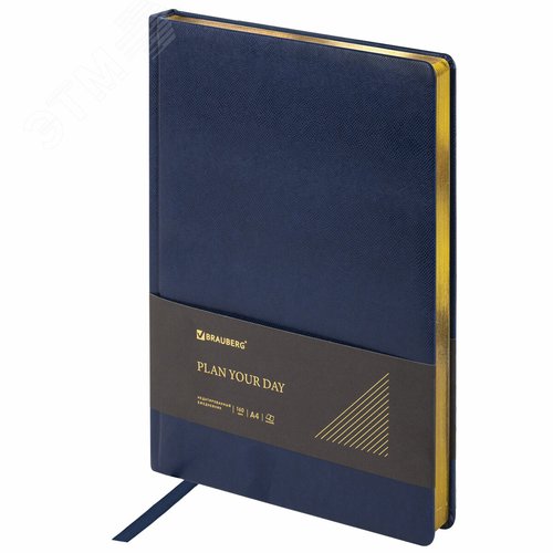 Изображение товара Ежедневник недатированный БОЛЬШОЙ ФОРМАТ 210х297мм А4, BRAUBERG Iguana под кожу, 160л, синий, 114451 (шт)
