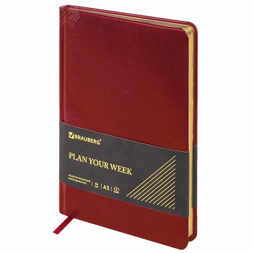 Изображение товара Еженедельник недатированный А5 145х215мм BRAUBERG Iguana, под кожу, 64л, красный, 114477 (шт)