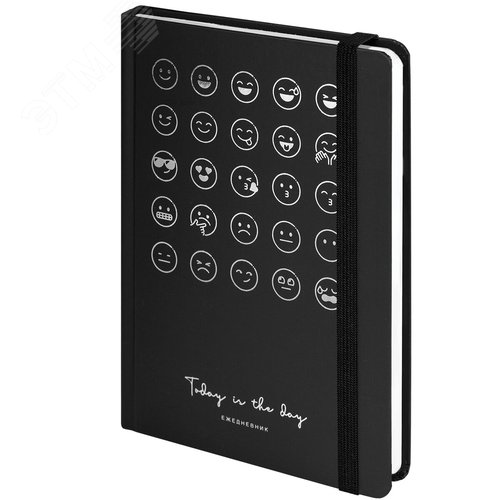 Изображение товара Ежедневник недатированный с резинкой А5 145х203мм, BRAUBERG, твердый, фольга, 128л, Emoji, 114567 (шт)