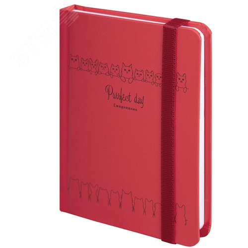 Изображение товара Ежедневник недатированный с резинкой, МАЛЫЙ ФОРМАТ А6 109х148мм, BRAUBERG, 128л, Котики, 114571 (шт)