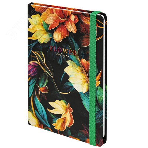 Изображение товара Блокнот с резинкой в клетку 96л, А5 145 х 203 мм, твердая обложка с фольгой, Bloom (шт)