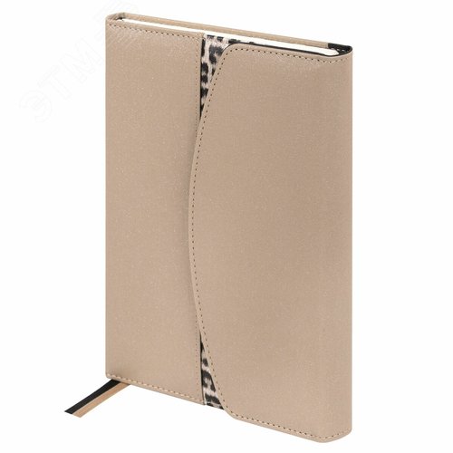 Изображение товара Ежедневник недатированный А5 155х213мм BRAUBERG Wild, под кожу, магнит 160л, LEO бежевый, 116232 (шт)
