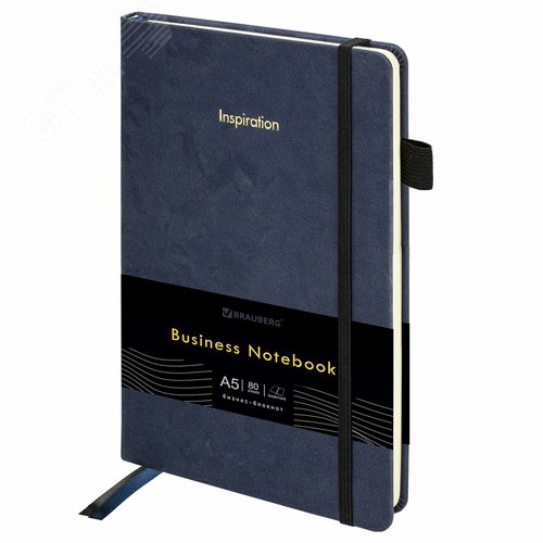 Изображение товара Блокнот А5 138 х 213мм Velvet, резинка, держатель, 80л, клетка, синий (шт)