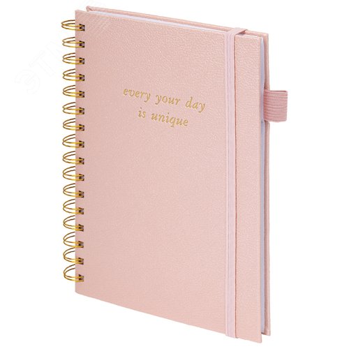 Изображение товара Бизнес-тетрадь на гребне А5 148 х 216 мм Calipso под кожу, резинка, клетка, 80л, розовая (шт)