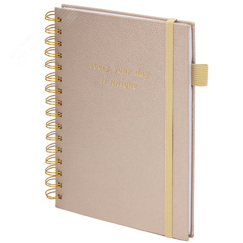 Изображение товара Бизнес-тетрадь на гребне А5 148 х 216 мм Calipso под кожу, резинка, клетка, 80л, бежевая (шт)