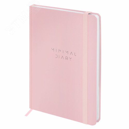 Изображение товара Ежедневник недатированный с резинкой А5 145 х 203 мм, твердый, 160 л, Minimal, розовый (шт)