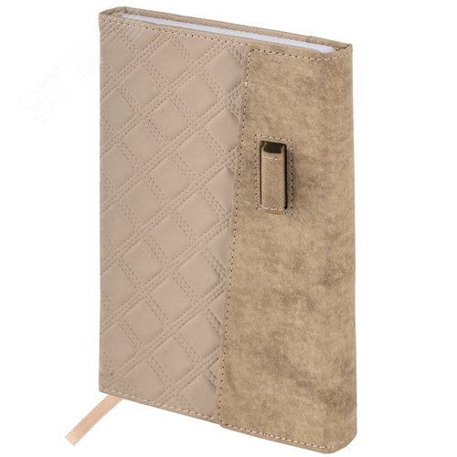 Изображение товара Ежедневник недатированный А5 145 х 215 мм, Stitch, под кожу, магнит, 160 л, бежевый (шт)