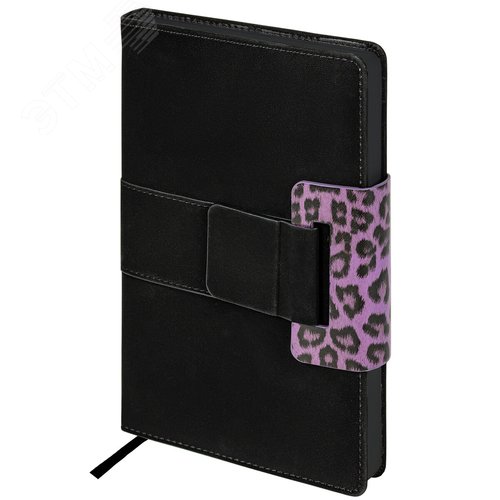 Изображение товара Ежедневник недатированный А5 138 х 213мм, Safari, под кожу, магнит, 160 л, Leopard, фиолет (шт)