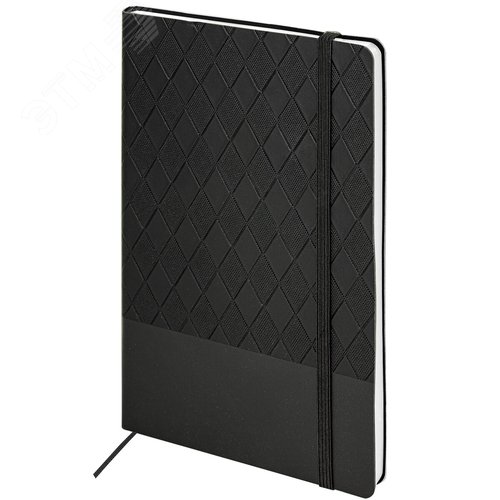 Изображение товара Блокнот А5 138 х 213мм, Tissage, под кожу, 80л, резинка, клетка, черный (шт)