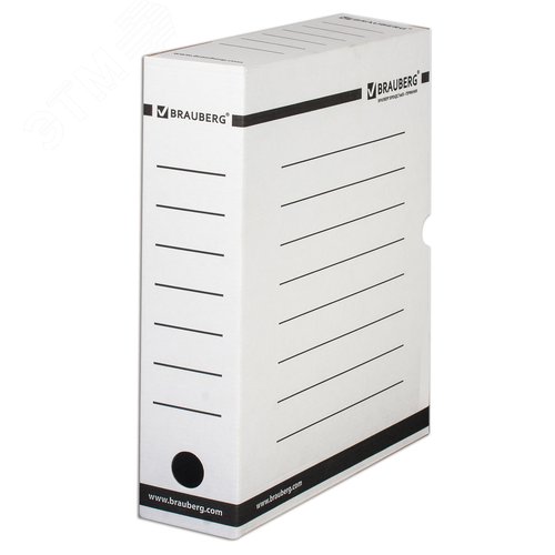 Изображение товара Короб архивный с клапаном А4 (260х325 мм), 75 мм, до 700 л, плотный, микрогофрокар, белый, BRAUBERG (шт)