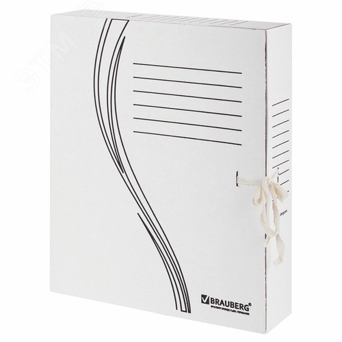 Изображение товара Папка архивная с завязками А4 (325 х 260 мм), 75 мм, до 700 л, плотная, микрогофрокартон, белая, BRAUBERG (шт)