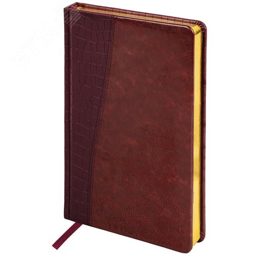 Изображение товара Ежедневник недатированный А5 138х213мм BRAUBERG Cayman под кожу, 160л, коричневый/коричневый, 125084 (шт)