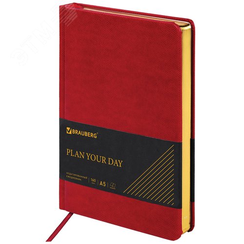 Изображение товара Ежедневник недатированный А5 138х213мм BRAUBERG Iguana под кожу, 160л, красный, 125092 (шт)