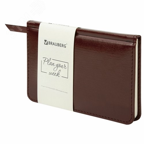 Изображение товара Еженедельник недатированный МАЛЫЙ ФОРМАТ 95х155мм А6 BRAUBERG Imperial под кожу, 64л, корич, 126185 (шт)