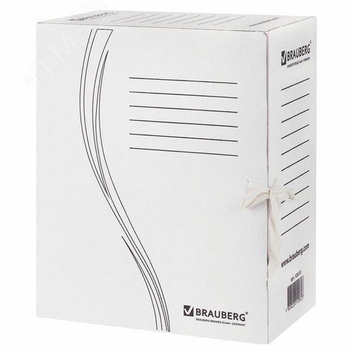Изображение товара Папка архивная с завязками А4 (325 х 260мм), 150 мм, до 1400 л, плотная, микрогофрокартон, белая, BRAUBERG (шт)