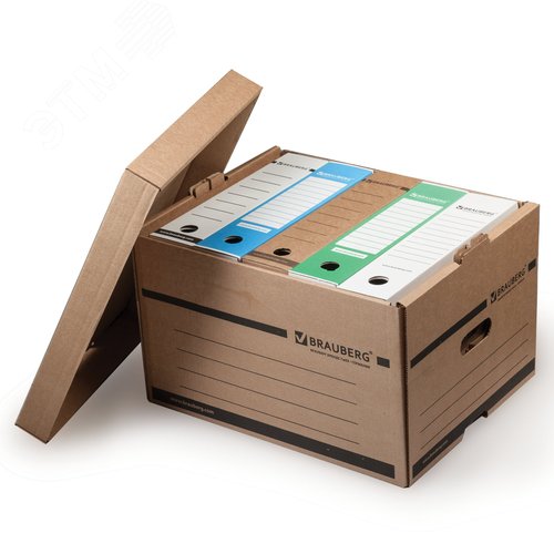 Изображение товара Короб архивный (405х330х265 мм), надстраиваемый, с крышкой, гофрокартон, BRAUBERG (шт)
