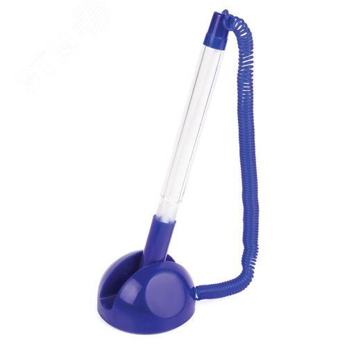 Изображение товара Ручка шариковая настольная BRAUBERG ''Стенд-Пен'', СИНЯЯ, пружинка, корпус синий, линия 0,5 мм, 140195 (шт)