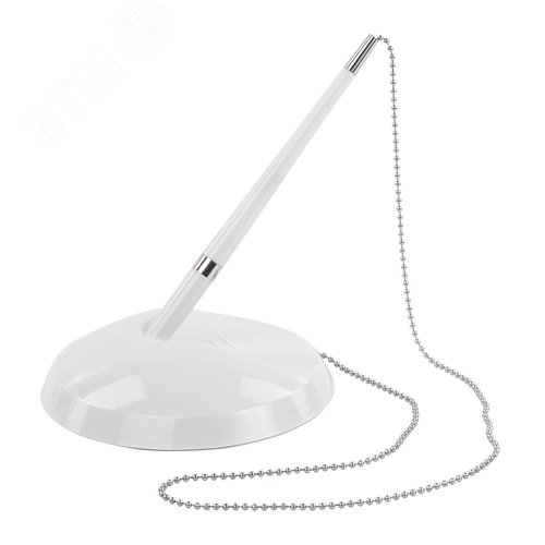 Изображение товара Ручка шариковая настольная BRAUBERG ''Стенд-Пен Уайт2'', СИНЯЯ, цепочка, корпус белый, линия письма 0,5 мм, 141348 (шт)