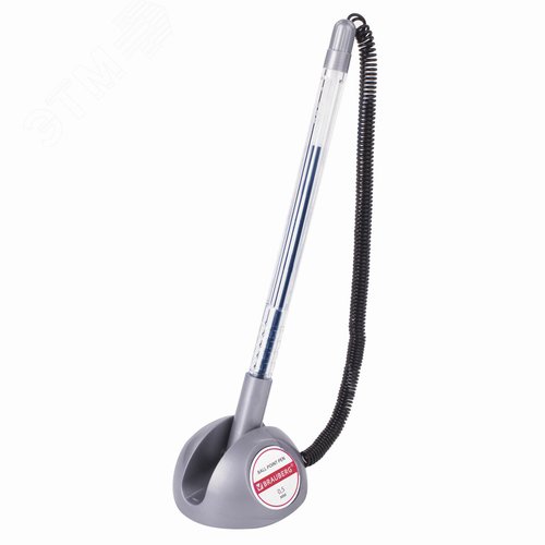 Изображение товара Ручка шариковая настольная BRAUBERG ''Counter Pen'', СИНЯЯ, пружинка, корпус серебристый, 0,5 мм, 143258 (шт)