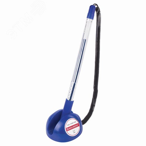 Изображение товара Ручка шариковая настольная BRAUBERG ''Counter Pen'', СИНЯЯ, пружинка, корпус синий, 0,5 мм, 143259 (шт)