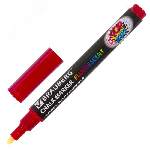 Изображение товара Маркер меловой ''POP-ART'' красный, 3,5 мм, стираемый, для гладких поверхностей (шт)