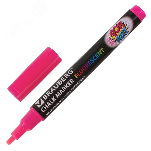 Изображение товара Маркер меловой ''POP-ART'' розовый, 3,5 мм, стираемый, для гладких поверхностей (шт)