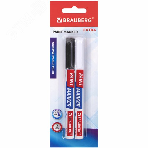 Изображение товара Маркер-краска лаковый EXTRA (paint marker) 1 мм, НАБОР 2 цвета, БЕЛЫЙ/ЧЕРНЫЙ (шт)