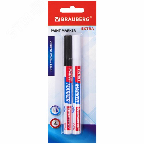 Изображение товара Маркер-краска лаковый EXTRA (paint marker) 2 мм, НАБОР 2 цвета, БЕЛЫЙ/ЧЕРНЫЙ (шт)