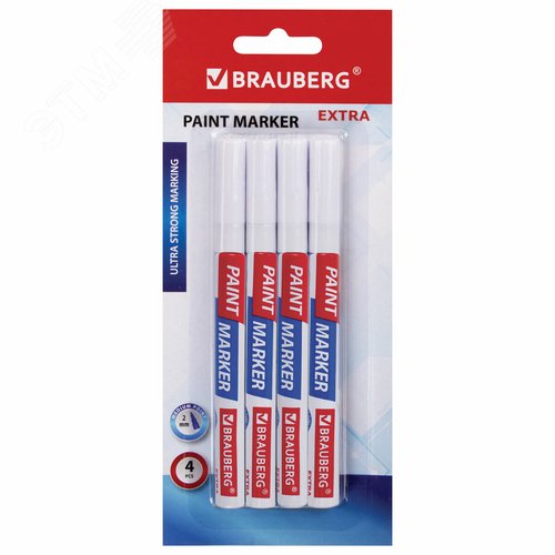 Изображение товара Маркер-краска лаковый EXTRA (paint marker) 2 мм, БЕЛЫЕ, НАБОР 4 шт (шт)