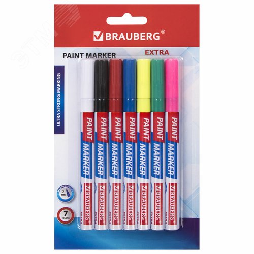 Изображение товара Маркер-краска лаковый EXTRA (paint marker) 2 мм, набор 7 цветов, усиленная нитро-основа (шт)
