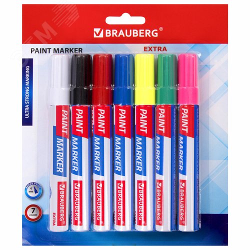Изображение товара Маркер-краска лаковый EXTRA (paint marker) 4 мм, НАБОР 7 цветов (шт)