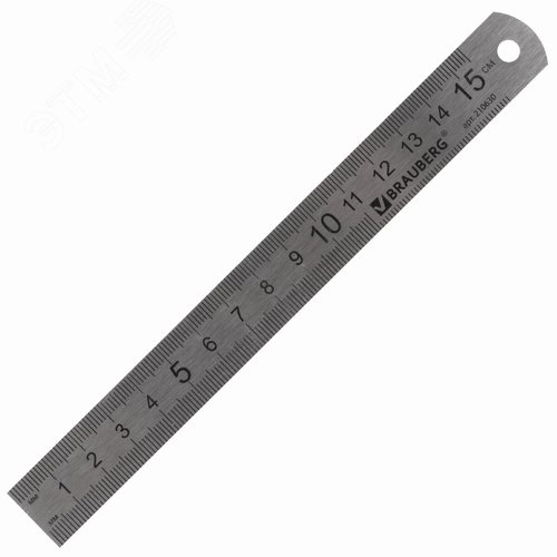 Изображение товара Линейка металлическая 15 см BRAUBERG, европодвес, 210630 (шт)