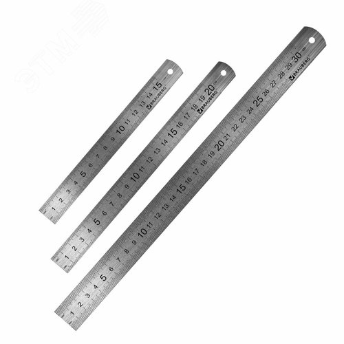 Изображение товара Линейки металлические комплект 3 шт (15, 20, 30 см), BRAUBERG (шт)