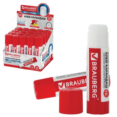 Изображение товара Клей-карандаш BRAUBERG, 15 г (шт)