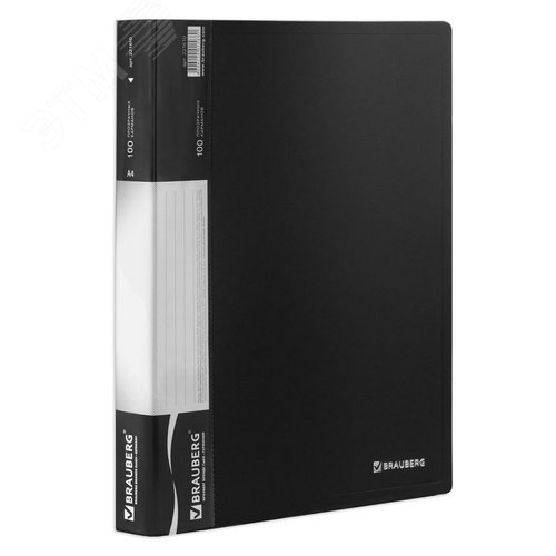 Изображение товара Папка 100 вкладышей BRAUBERG стандарт, черная, 0,9мм, 221610 (шт)