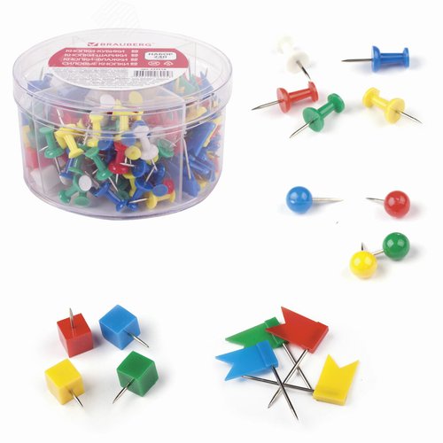 Изображение товара Набор силовые кнопки 60 шт, шарики 60 шт, кубики 60 шт, флажки 60 шт, цилиндр (шт)