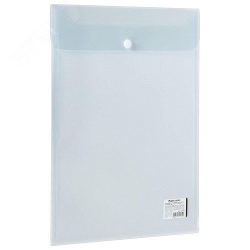 Изображение товара Папка-конверт с кнопкой BRAUBERG, вертикальная А4, до 100 л, прозрачная, 0,15 мм (шт)