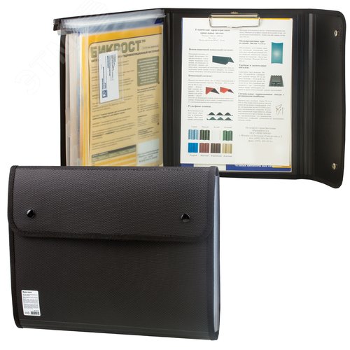 Изображение товара Папка для конференций BRAUBERG А4, 6 отделений, черная, РОССИЯ, 226015 (шт)