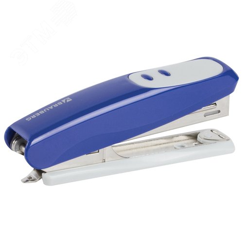 Изображение товара Степлер №10 BRAUBERG ''Germanium'', до 12 листов, с антистеплером, синий, ГАРАНТИЯ 5 ЛЕТ, 226569 (шт)