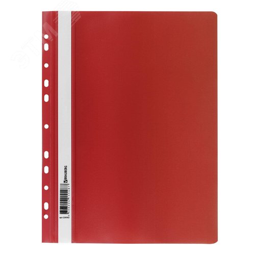 Изображение товара Скоросшиватель пластиковый с перфорацией BRAUBERG, А4, 140/180 мкм, красный (шт)