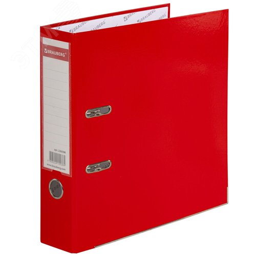 Изображение товара Папка-регистратор покрытие пластик, 75 мм, прочная, с уголком, BRAUBERG, красная (шт)