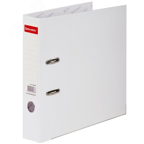 Изображение товара Папка-регистратор покрытие пластик, 75 мм, прочная, с уголком, BRAUBERG, белая (шт)