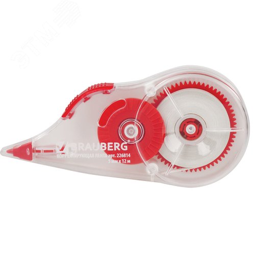 Изображение товара Корректирующая лента BRAUBERG 5мм х 12м, корпус прозрачный, механизм перемотки, блистер, 226814 (шт)