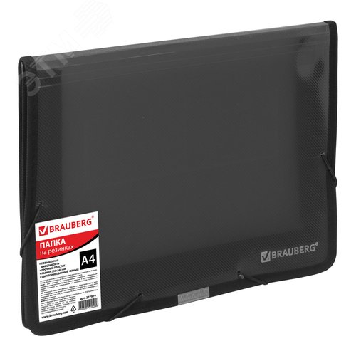 Изображение товара Папка на резинках BRAUBERG, широкая, А4, 330х240 мм, дымчатая, до 500 листов, 0,6 мм, 227979 (шт)