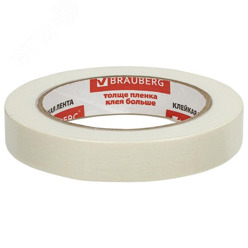 Изображение товара Клейкая лента малярная креппированная 19 мм х 50 м, профессиональная, BRAUBERG (шт)