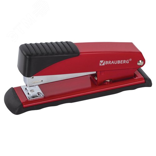 Изображение товара Степлер №24/6, 26/6 металлический BRAUBERG ''Office'', до 30 листов, красный, 228613 (шт)