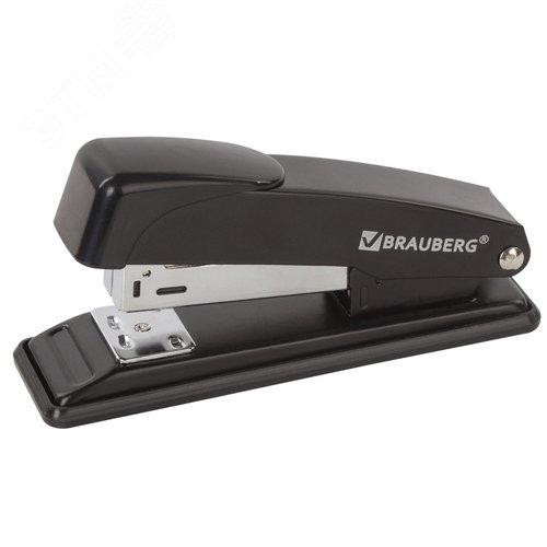 Изображение товара Степлер №24/6, 26/6 металлический BRAUBERG ''Office'', до 20 листов, черный, 228614 (шт)